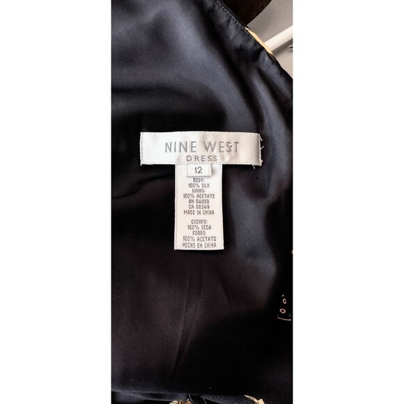 Vintage 90s 100% Silk Black Gold Paris Flamenco Dancer All Over Print Dress - Picture 9 of 9